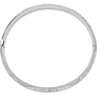 14K White Gold 6mm Florentine Engraved Hinged Bangle Bracelet with Diamond-Cut Texture by 0