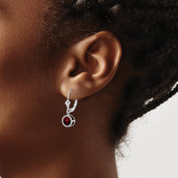 14K White Gold 6mm Garnet Drop Earrings with Faceted Round Stones - 1.00 Carat Total Garnet Weight by Monteluci Fine Jewelry