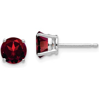 14K White Gold 6mm Garnet Stud Earrings - 1.00 Carat Total Garnet Weight by Monteluci Fine Jewelry