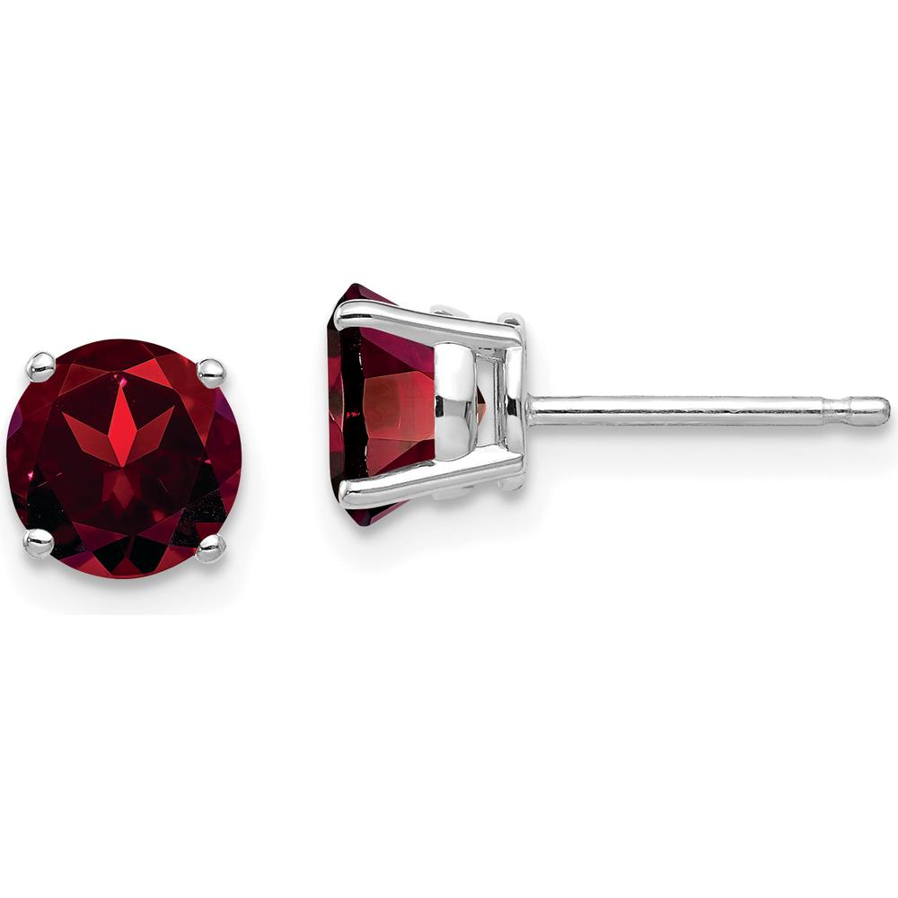14K White Gold 6mm Garnet Stud Earrings - 1.00 Carat Total Garnet Weight by Monteluci Fine Jewelry
