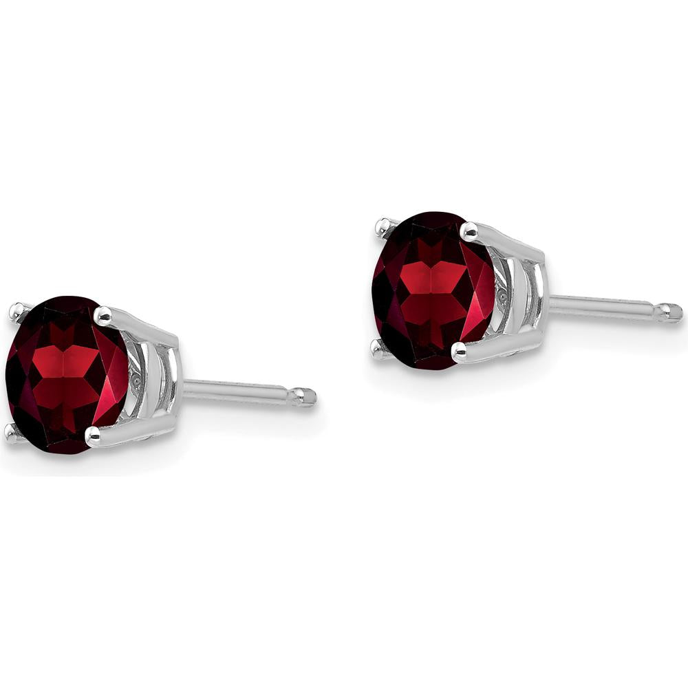 14K White Gold 6mm Garnet Stud Earrings - 1.00 Carat Total Garnet Weight by Monteluci Fine Jewelry