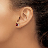 14K White Gold 6mm Garnet Stud Earrings - 1.00 Carat Total Garnet Weight by Monteluci Fine Jewelry