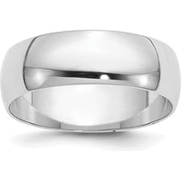 14K White Gold 6mm Half-Round Wedding Band - Polished, Rhodium-Plated, Size 10 by Luciano & Cie