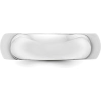 14K White Gold 6mm Half-Round Wedding Band - Polished with Rhodium Plating by Luciano & Cie