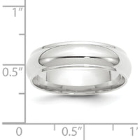 14K White Gold 6mm Half Round Wedding Band with Ridged Edges - Size 11 by Luciano & Cie