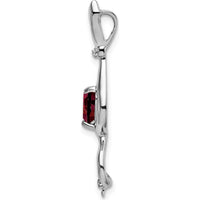 14K White Gold 6mm Heart Garnet and Diamond Cat Pendant - 0.99 Carat Garnet, 0.02 Carat Diamond Weight by Lumare Gioia