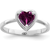 14K White Gold 6mm Heart Rhodolite Garnet Ring - 1.00 Carat Natural Garnet by Monteluci Fine Jewelry