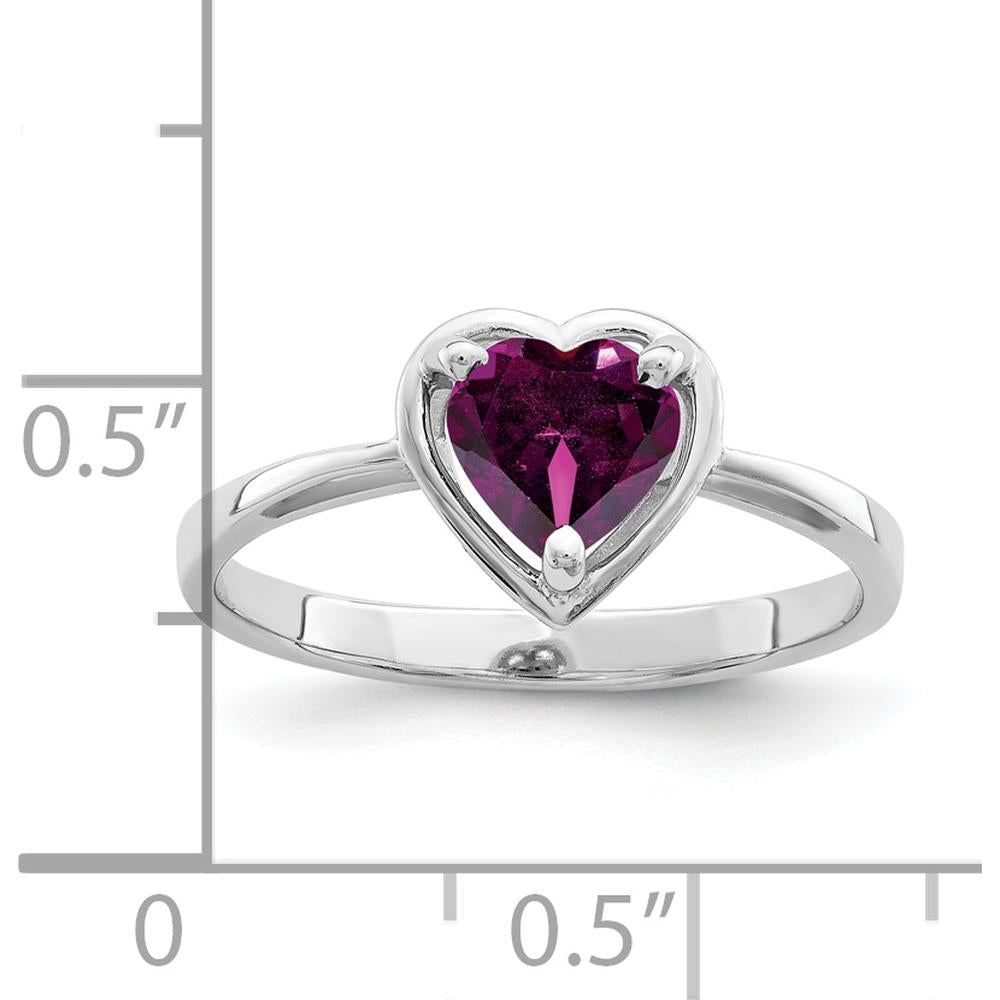 14K White Gold 6mm Heart Rhodolite Garnet Ring - 1.00 Carat Natural Garnet by Monteluci Fine Jewelry