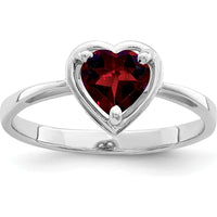 14K White Gold 6mm Heart-Shaped Natural Garnet Ring - 0.80 Carat Gemstone Weight by Monteluci Fine Jewelry