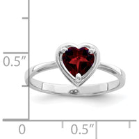 14K White Gold 6mm Heart-Shaped Natural Garnet Ring - 0.80 Carat Gemstone Weight by Monteluci Fine Jewelry