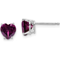 14K White Gold 6mm Heart Shaped Rhodolite Garnet Stud Earrings - 1.00 Carat Total Gem Weight by Monteluci Fine Jewelry