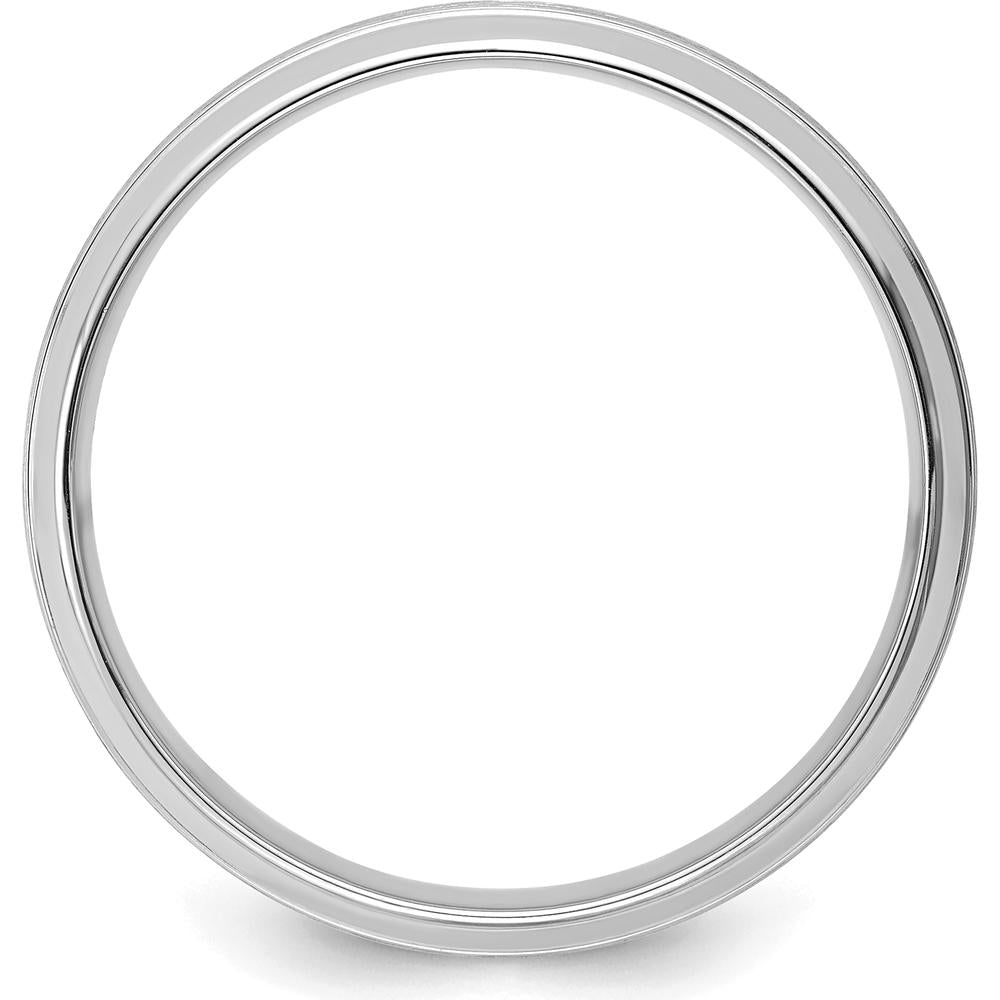 14K White Gold 6mm Heavyweight Comfort Fit Brushed Satin Line Edge Wedding Band by 0