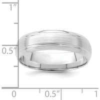 14K White Gold 6mm Heavyweight Comfort Fit Brushed Satin Line Edge Wedding Band by 0