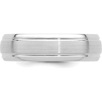 14K White Gold 6mm Heavyweight Comfort Fit Brushed Satin Line Edge Wedding Band by 0