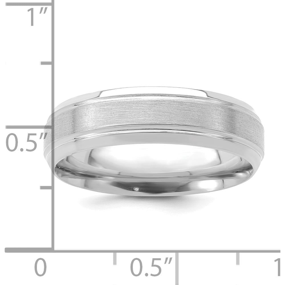 14K White Gold 6mm Heavyweight Comfort Fit Wedding Band with Polished and Brushed Satin Finish - Rhodium Plated by 0
