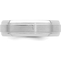 14K White Gold 6mm Heavyweight Comfort Fit Wedding Band with Polished and Brushed Satin Finish - Rhodium Plated by 0