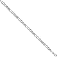 14K White Gold 6mm Hollow Double Link Charm Bracelet - 7" Length by Oro Pregiato