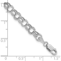 14K White Gold 6mm Hollow Double Link Charm Bracelet - 7" Length by Oro Pregiato
