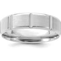 14K White Gold 6mm Lightweight Comfort Fit Brushed/Polished Beveled Edge Wedding Band by 0