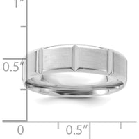 14K White Gold 6mm Lightweight Comfort Fit Brushed/Polished Beveled Edge Wedding Band by 0