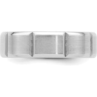 14K White Gold 6mm Lightweight Comfort Fit Brushed/Polished Beveled Edge Wedding Band by 0