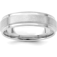 14K White Gold 6mm Lightweight Comfort Fit Brushed Satin Fancy Wedding Band - Size 11 by 0