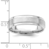 14K White Gold 6mm Lightweight Comfort Fit Brushed Satin Fancy Wedding Band Size 8.5 by 0