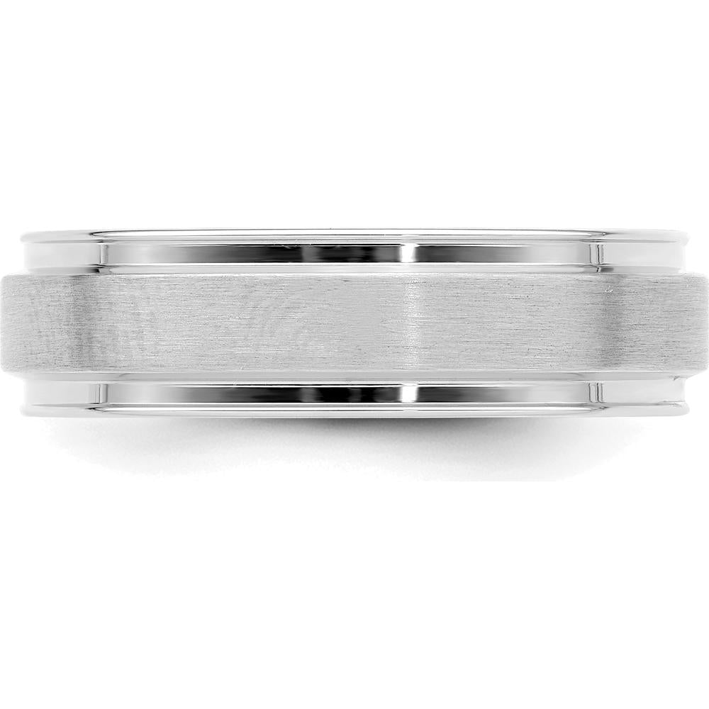 14K White Gold 6mm Lightweight Comfort Fit Brushed Satin Fancy Wedding Band Size 8.5 by 0