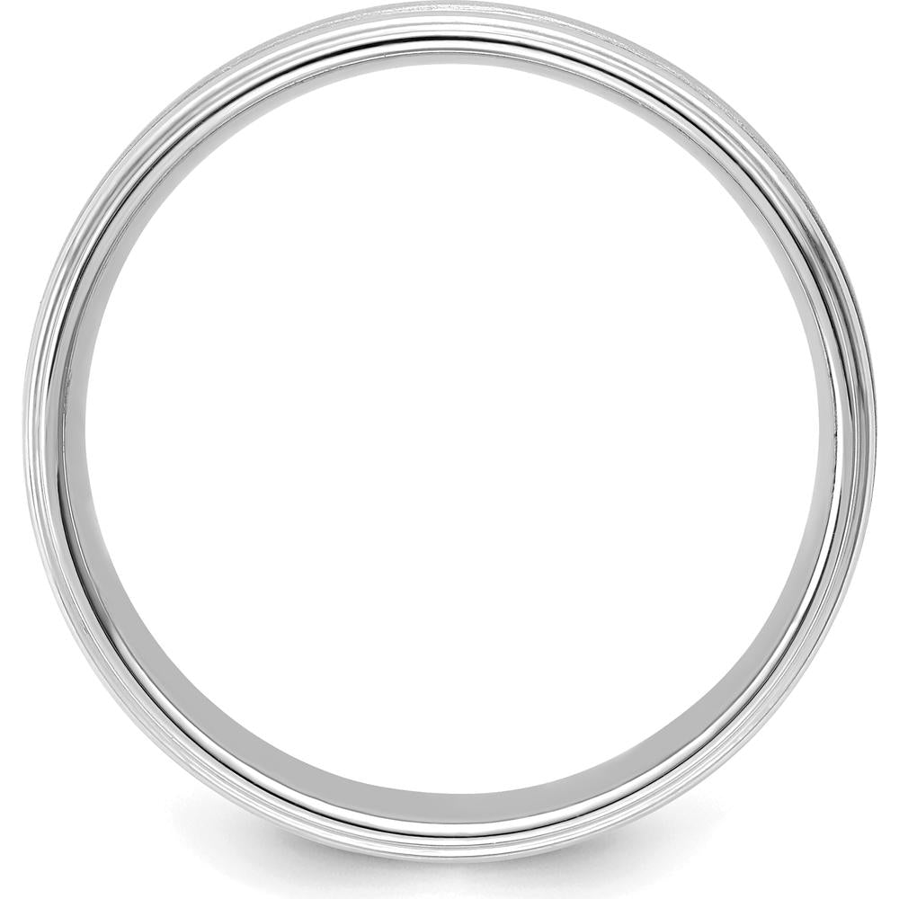 14K White Gold 6mm Lightweight Comfort Fit Wedding Band with Milgrain Grooved Edges by 0