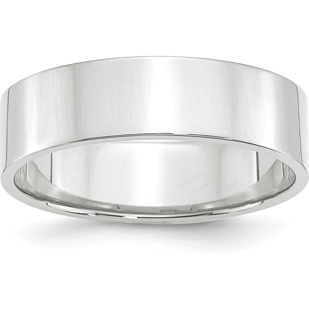 14K White Gold 6mm Lightweight Flat Wedding Band - Size 10.5 by Luciano & Cie