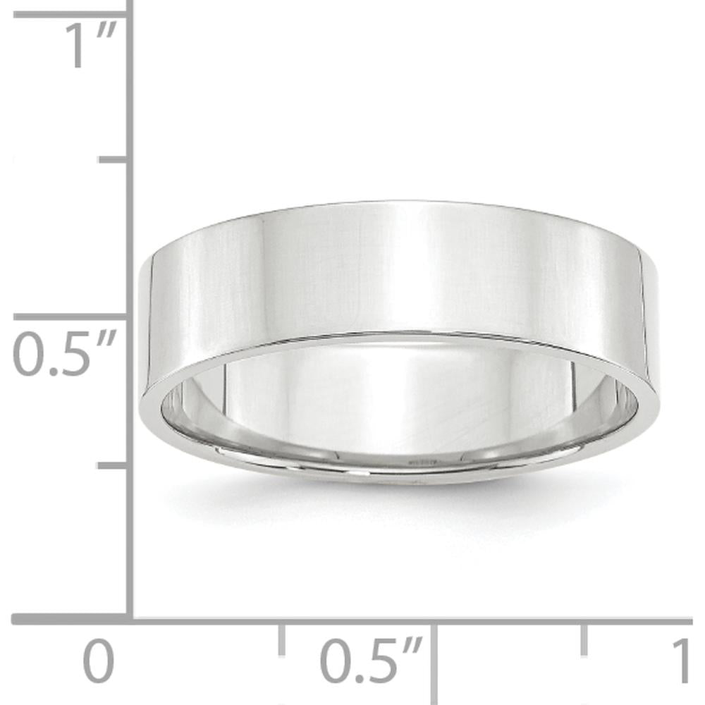 14K White Gold 6mm Lightweight Flat Wedding Band - Size 10.5 by Luciano & Cie