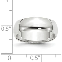14K White Gold 6mm Lightweight Half Round Wedding Band - Size 14 with Polished Finish by Luciano & Cie