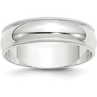 14K White Gold 6mm Lightweight Milgrain Half Round Wedding Band - Size 8 by Luciano & Cie
