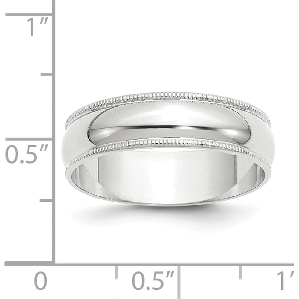 14K White Gold 6mm Lightweight Milgrain Half Round Wedding Band Size 9.5 by Luciano & Cie