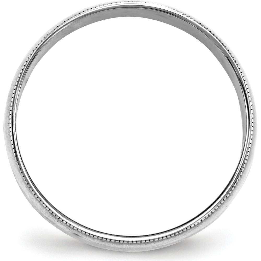 14K White Gold 6mm Lightweight Milgrain Half-Round Wedding Band by Luciano & Cie
