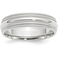 14K White Gold 6mm Milgrain Comfort Fit Wedding Band - Size 5 by 0