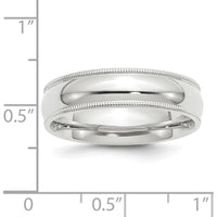14K White Gold 6mm Milgrain Half Round Comfort Fit Wedding Band - Size 11 by Luciano & Cie