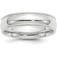14K White Gold 6mm Milgrain Half Round Comfort Fit Wedding Band - Size 12 by Luciano & Cie