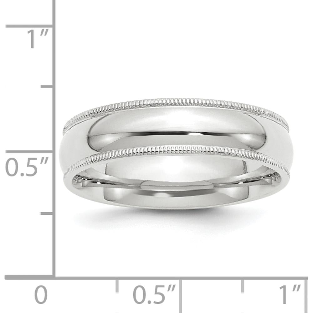 14K White Gold 6mm Milgrain Half Round Comfort Fit Wedding Band - Size 12 by Luciano & Cie