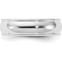 14K White Gold 6mm Milgrain Half Round Comfort Fit Wedding Band - Size 12 by Luciano & Cie