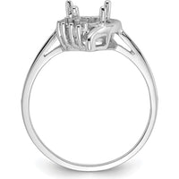 14K White Gold 6mm Open Heart Ring Mounting with 0.03 Carat Diamond Accents - Polished Rhodium Finish by Monteluci Fine Jewelry