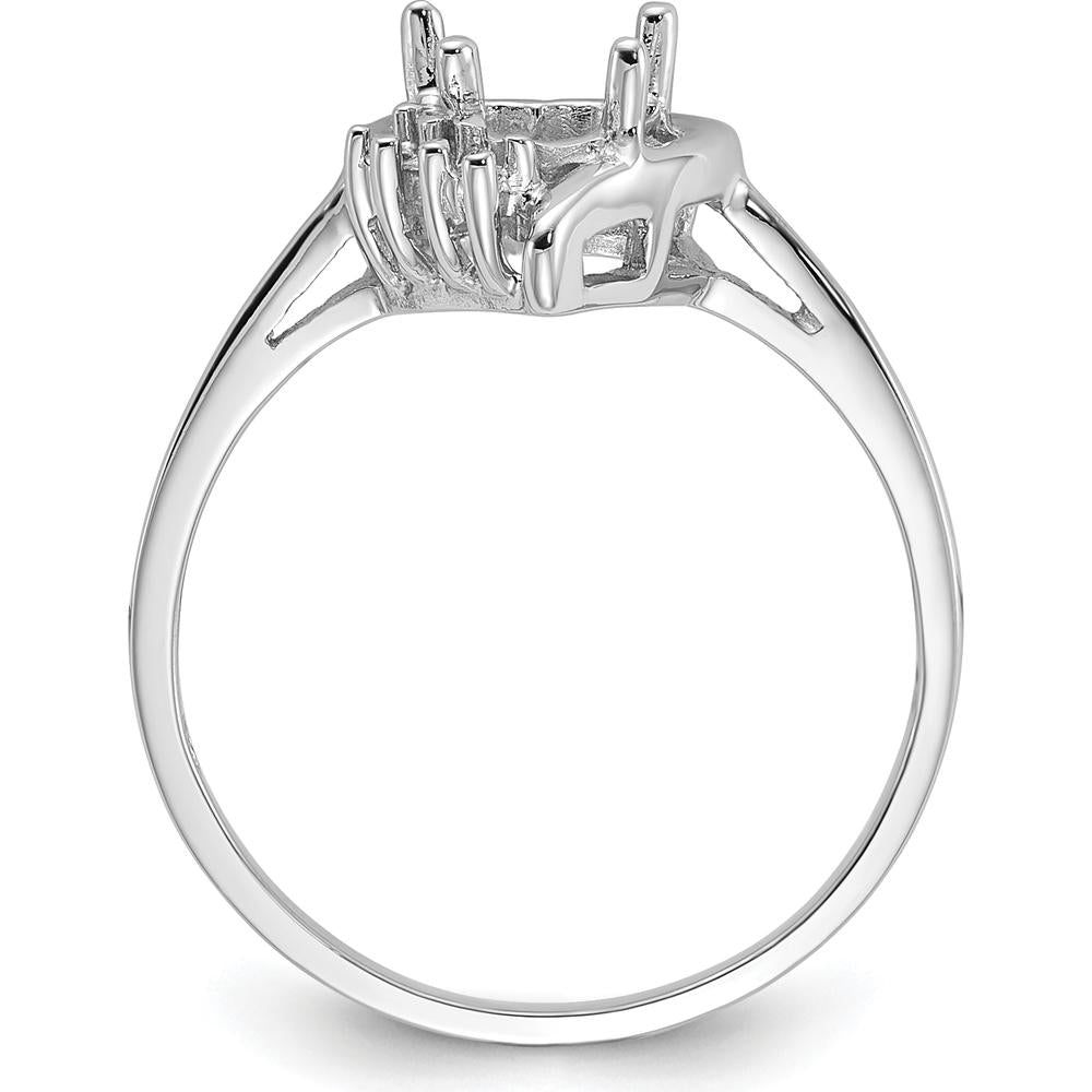 14K White Gold 6mm Open Heart Ring Mounting with 0.03 Carat Diamond Accents - Polished Rhodium Finish by Monteluci Fine Jewelry