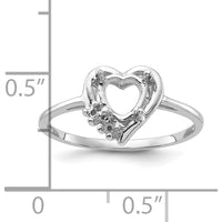 14K White Gold 6mm Open Heart Ring Mounting with 0.03 Carat Diamond Accents - Polished Rhodium Finish by Monteluci Fine Jewelry