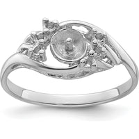 14K White Gold 6mm Pearl and Diamond Ring Mounting with Polished Rhodium Finish by Monteluci Fine Jewelry