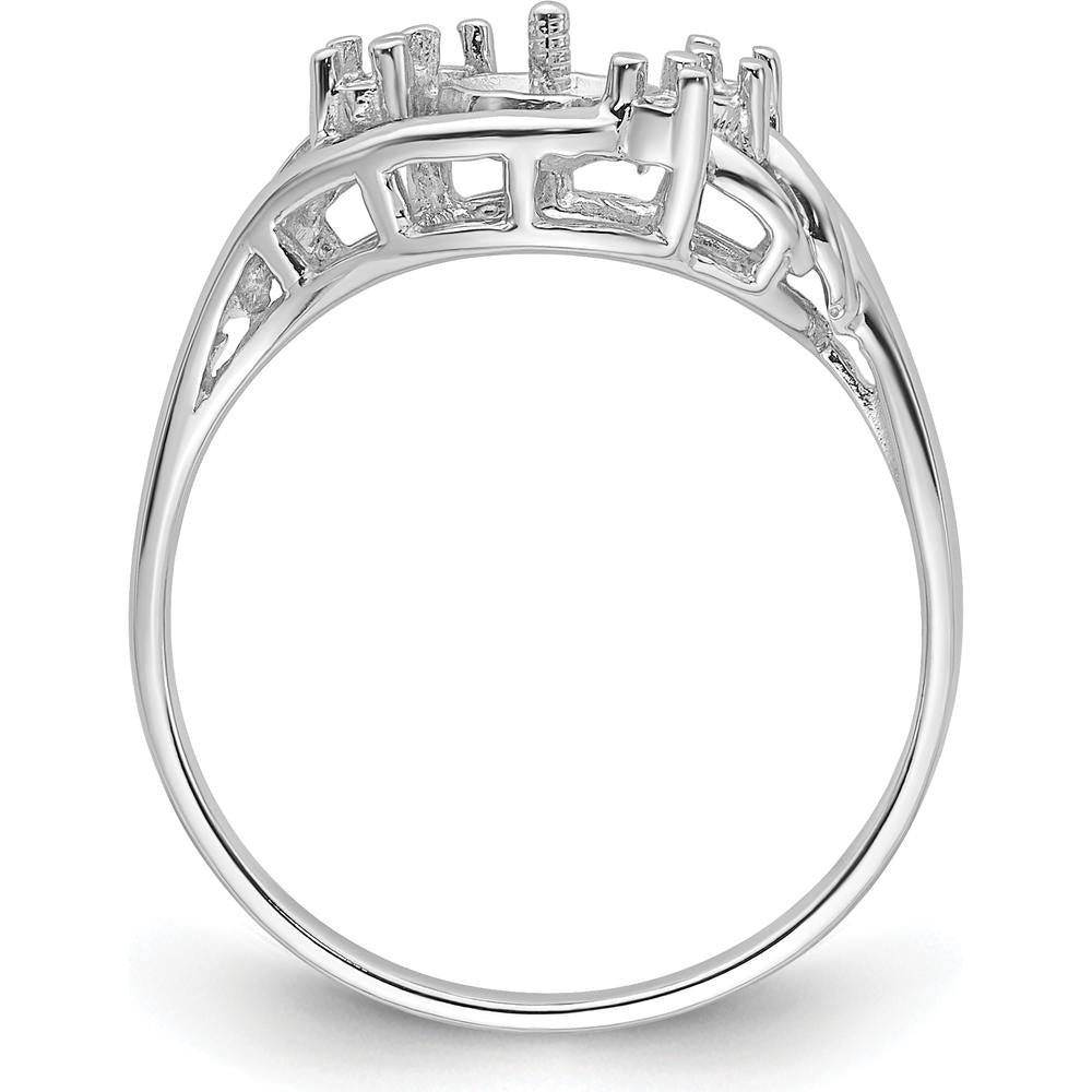 14K White Gold 6mm Pearl and Diamond Ring Mounting with Polished Rhodium Finish by Monteluci Fine Jewelry