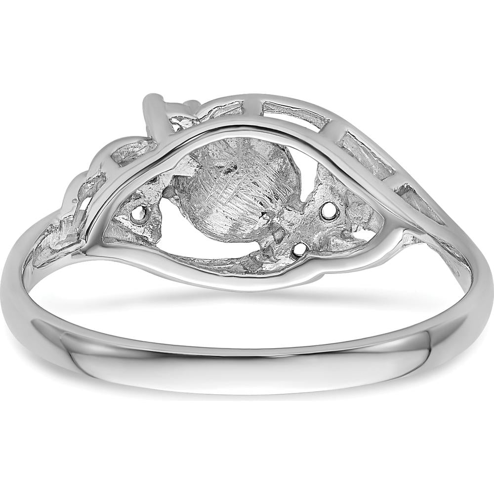 14K White Gold 6mm Pearl and Diamond Ring Mounting with Polished Rhodium Finish by Monteluci Fine Jewelry