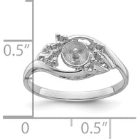 14K White Gold 6mm Pearl and Diamond Ring Mounting with Polished Rhodium Finish by Monteluci Fine Jewelry
