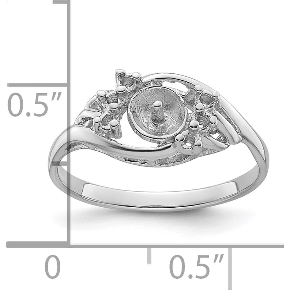 14K White Gold 6mm Pearl and Diamond Ring Mounting with Polished Rhodium Finish by Monteluci Fine Jewelry