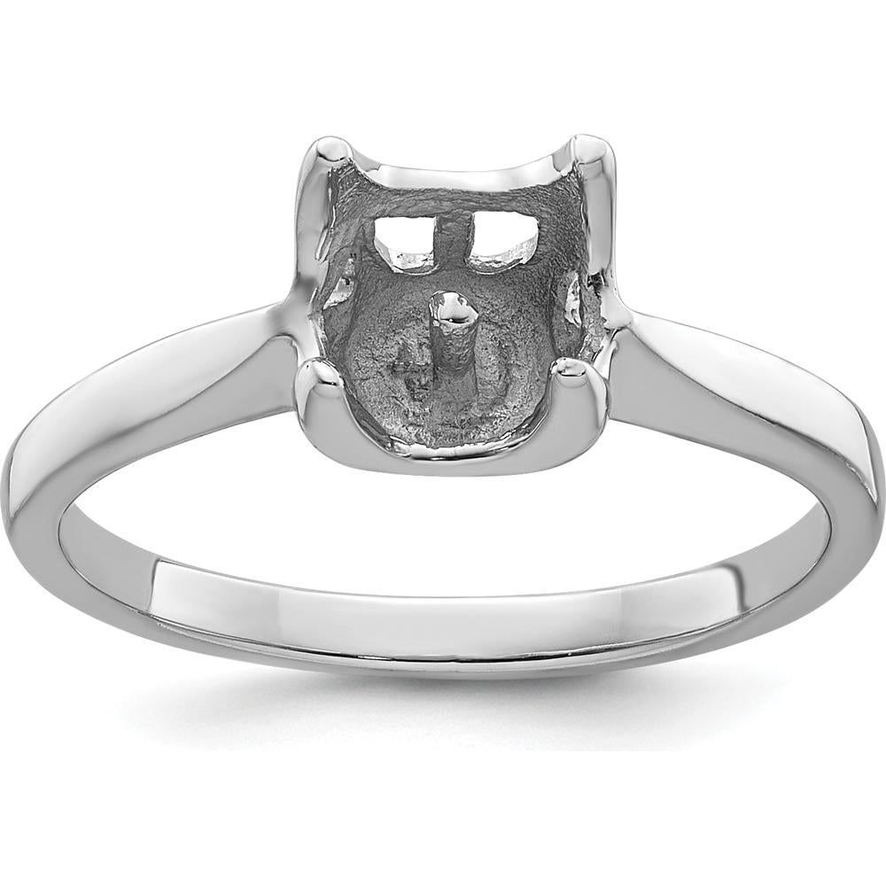 14K White Gold 6mm Pearl Ring Mounting with Polished Rhodium Finish by Monteluci Fine Jewelry