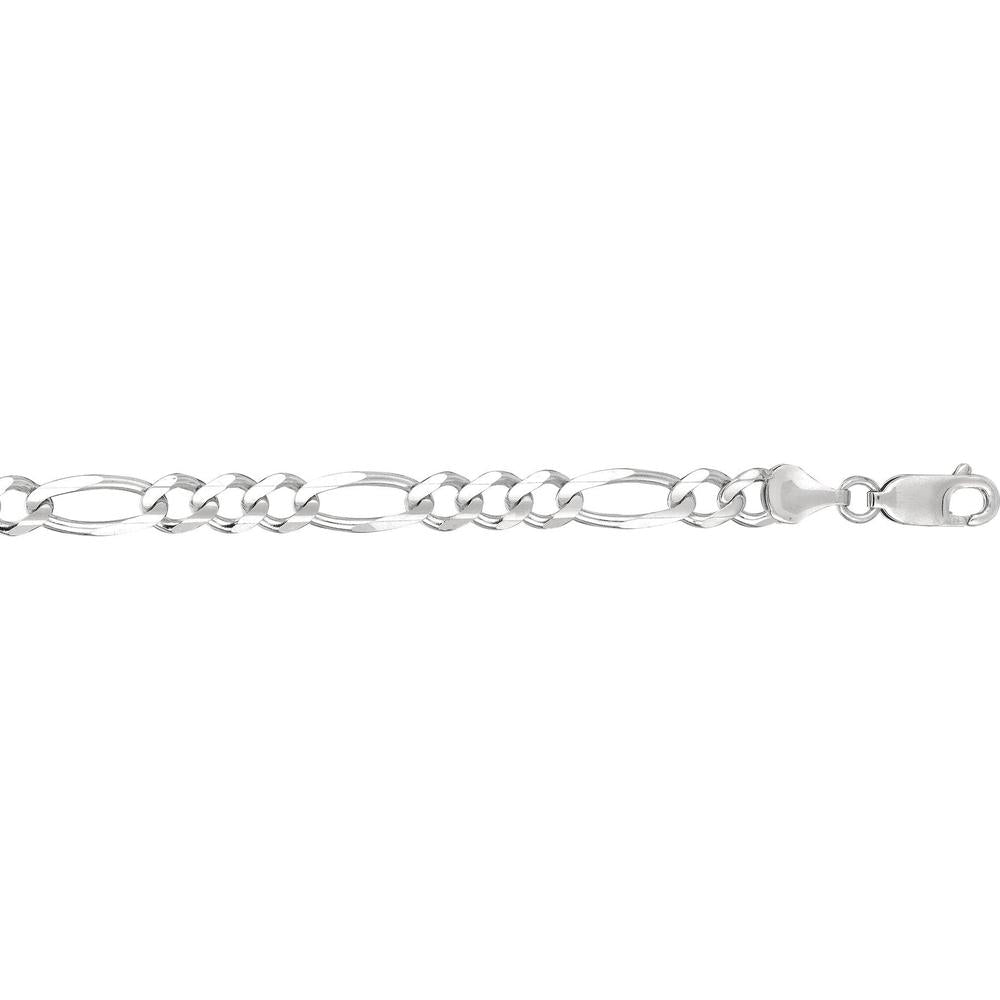 14K White Gold 6mm Polished Figaro Chain Necklace - 24" by Orozza Fine Jewelry